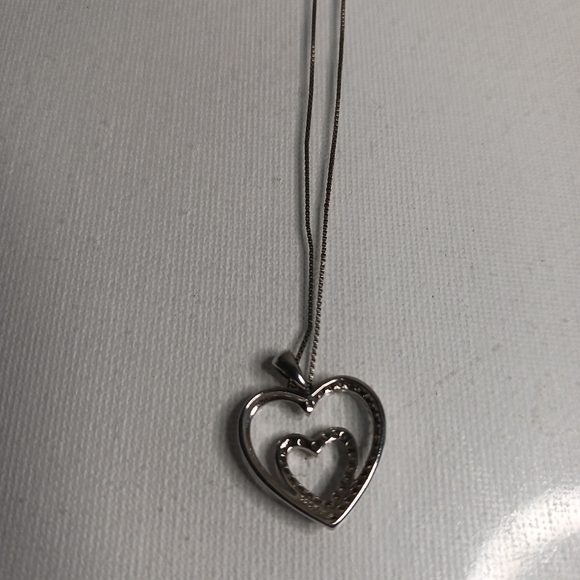 Kay's Jewelry sterling silver diamond double heart pendant necklace - Picture 4 of 4